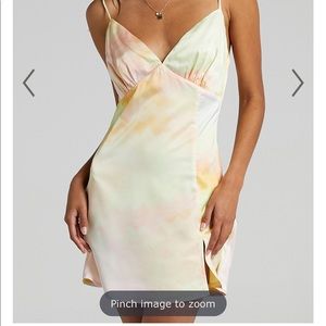 NWT SHOWPO Ashya Mini Satin Tie Dress